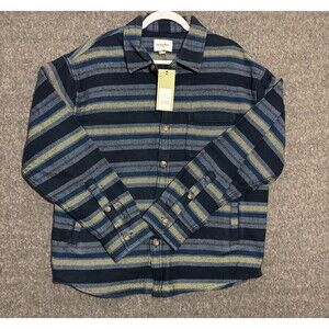 Goodfellow & Co Men's Flannel Heavy Weight Button Up Blue Navy Large